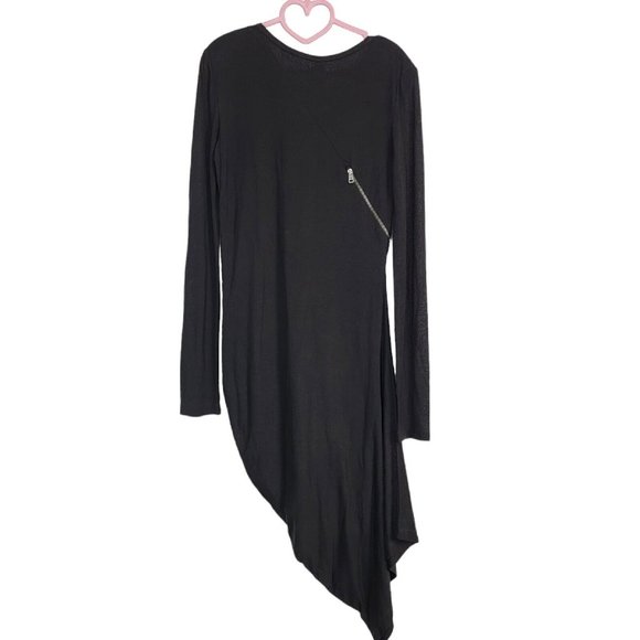 McQ by Alexander McQueen Long Sleeve Asymmetrical Dress Zipper Black Size Small - Picture 2 of 11
